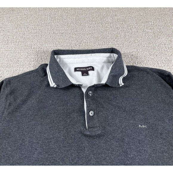 Michael Kors Long Sleeve Polo Shirt Gray Men’s Size XL - Picture 2 of 8